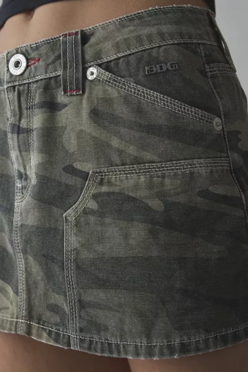 BDG Carpenter Low-Rise Camo Micro Mini Skirt