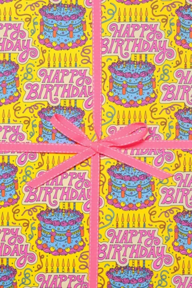 Red Cap Cake & Confetti Wrapping Paper