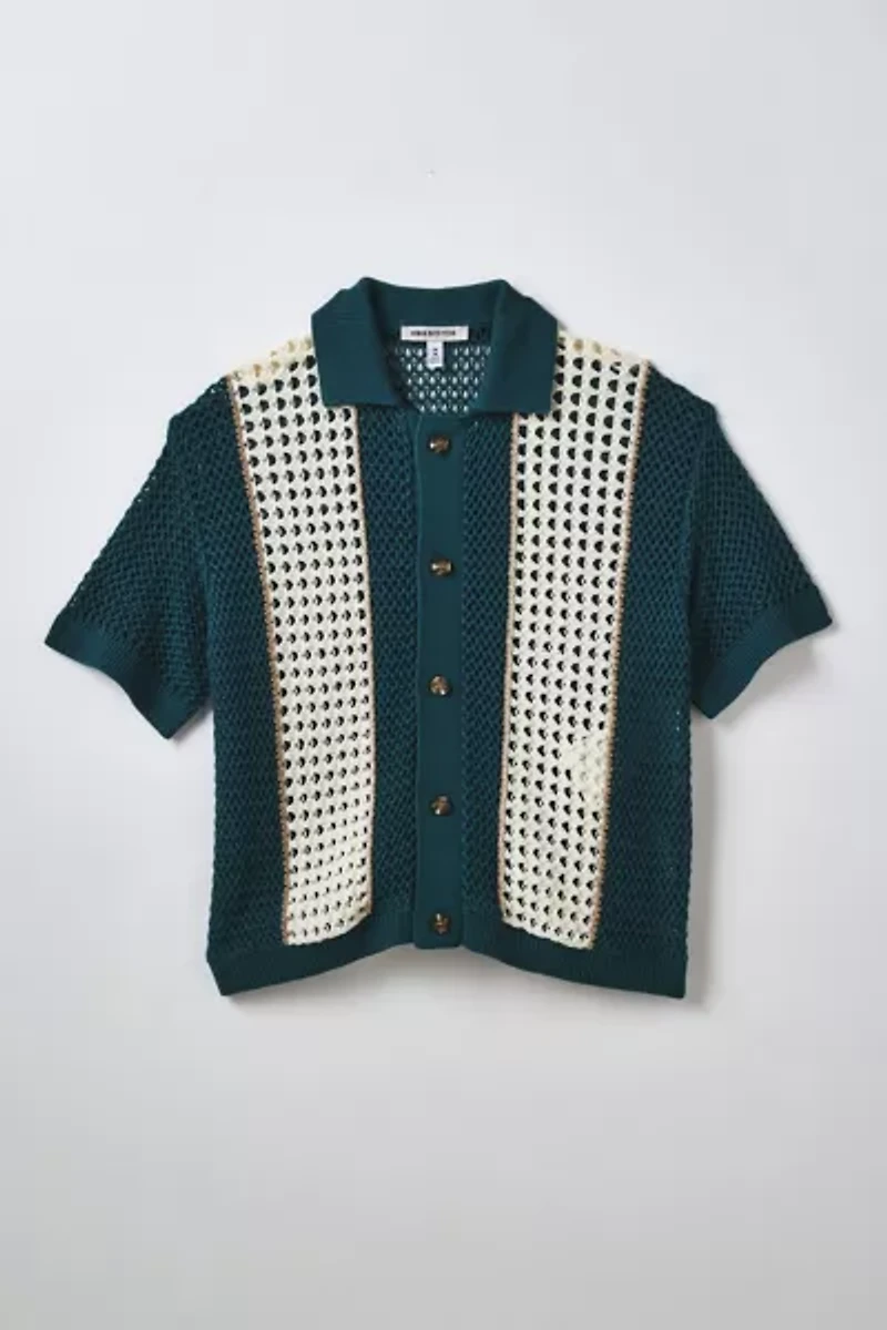UO Norwich Paneled Short Sleeve Polo Sweater