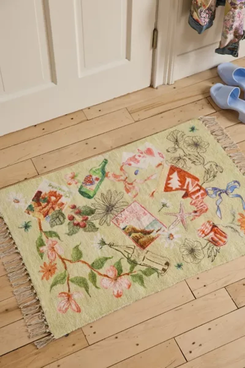 Souvenir Doodle Collage Printed Rug