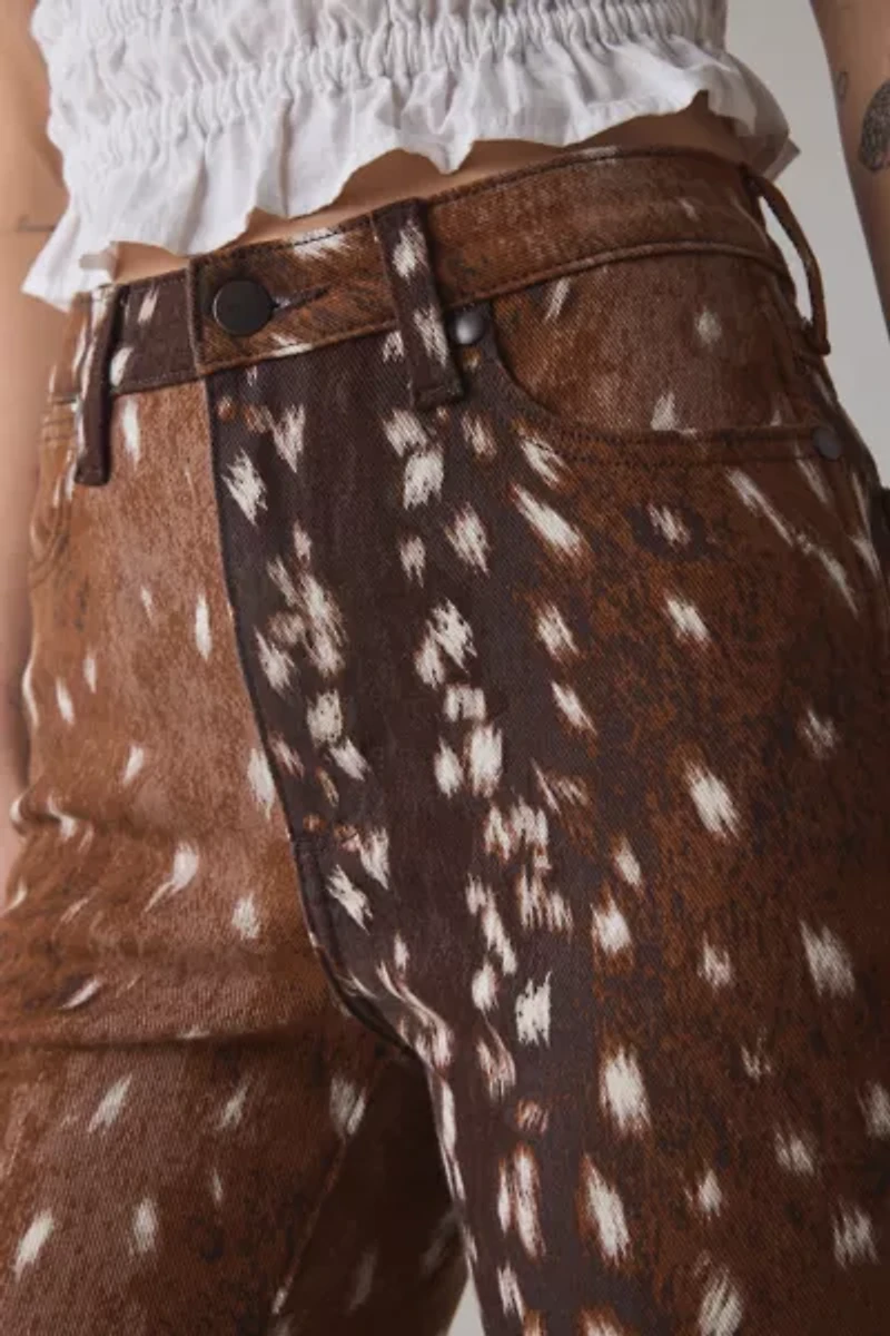 Wrangler Fawn Animal Print Mid-Rise Bootcut Jean