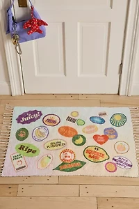 Fruit Sticker Collage Printed Rug