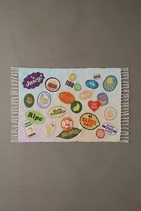 Fruit Sticker Collage Printed Rug