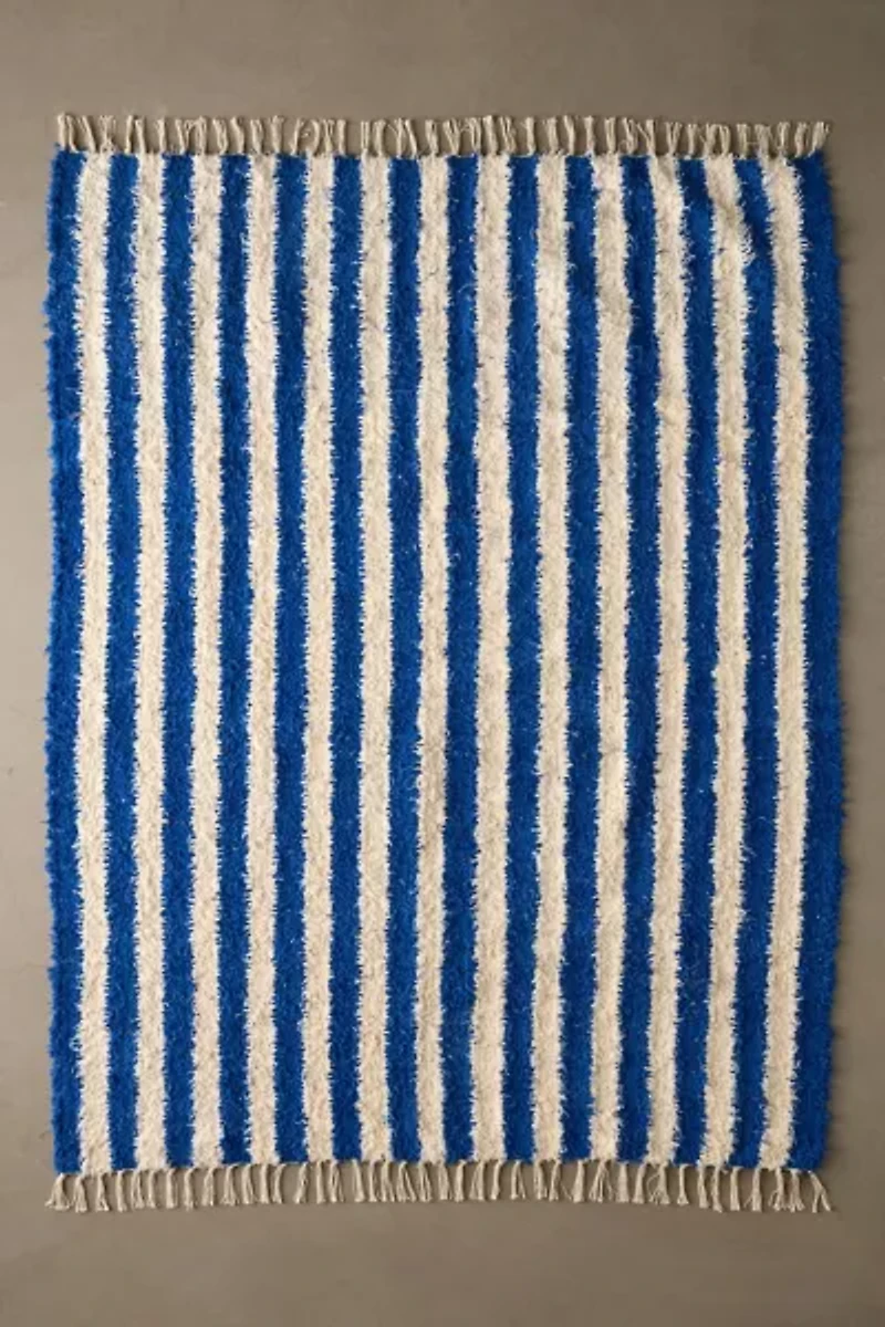 Vertical Cabana Striped Shag Rug