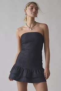 Motel Lumins Strapless Drop Waist Mini Dress