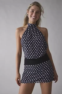 Motel Valina Polka Dot Halter Mini Dress
