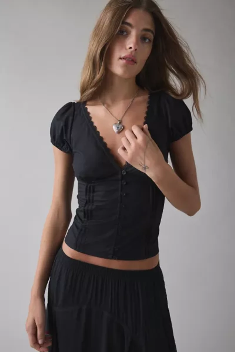 Motel Ilias Lace-Trim Corset Top