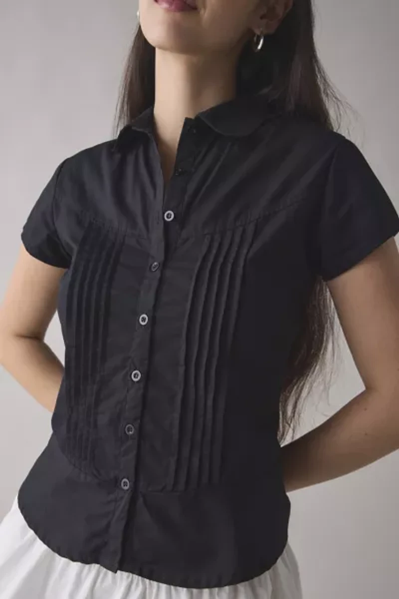 Motel Wilmot Cotton Poplin Pintuck Button-Down Shirt