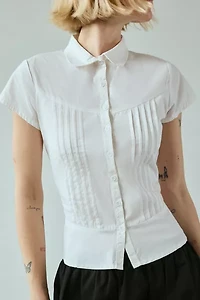 Motel Wilmot Cotton Poplin Pintuck Button-Down Shirt