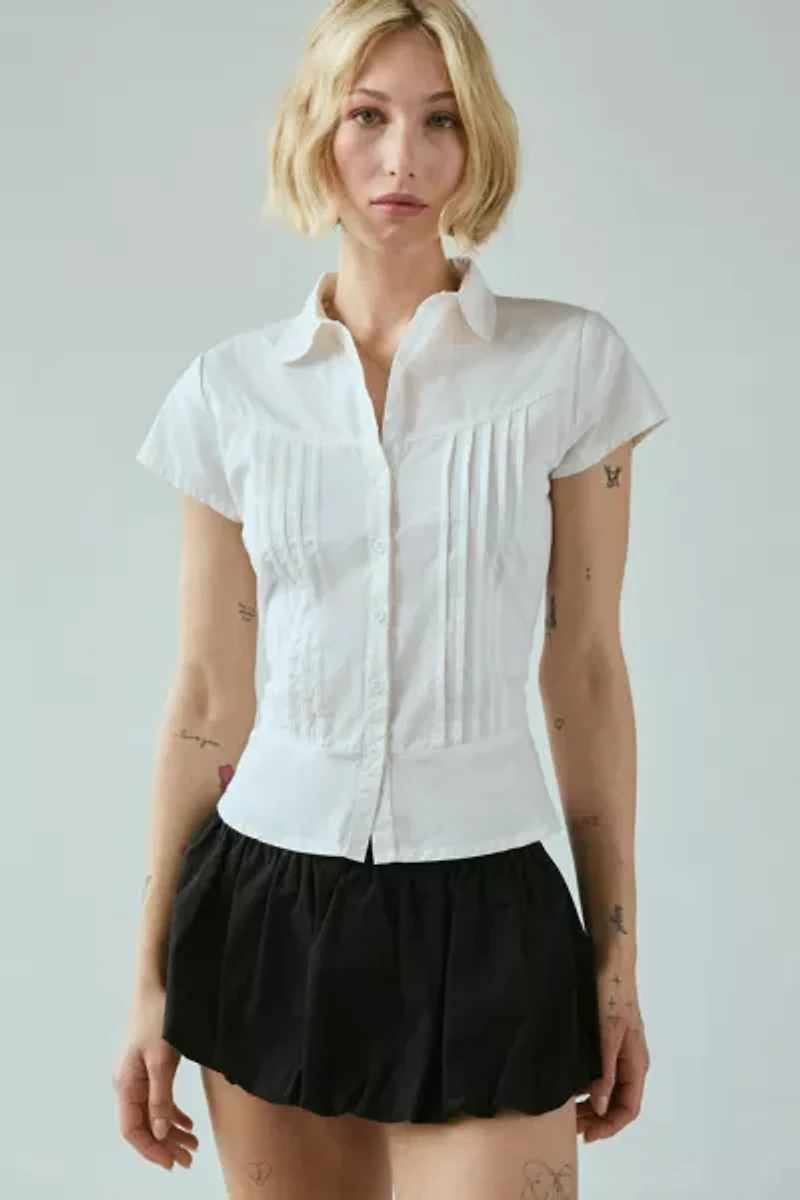 Motel Wilmot Cotton Poplin Pintuck Button-Down Shirt