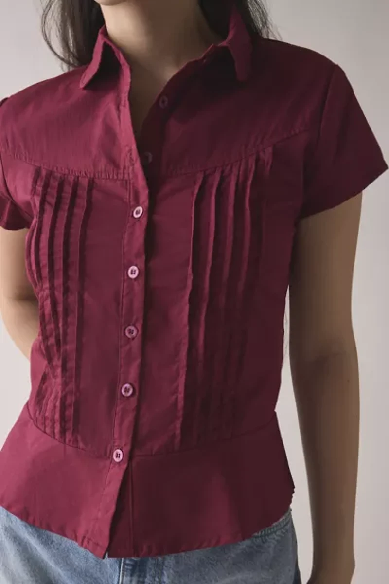 Motel Wilmot Cotton Poplin Pintuck Button-Down Shirt