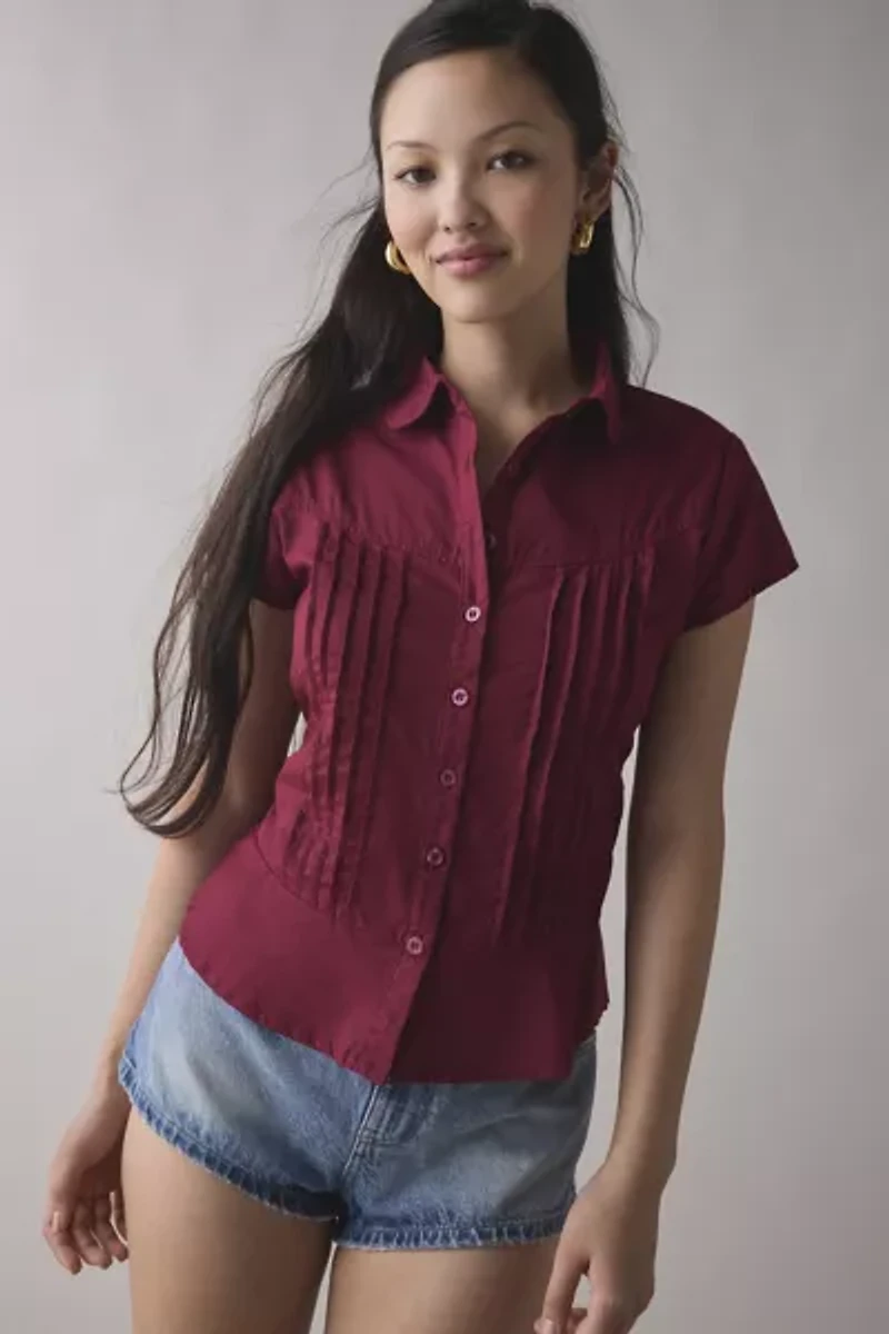 Motel Wilmot Cotton Poplin Pintuck Button-Down Shirt