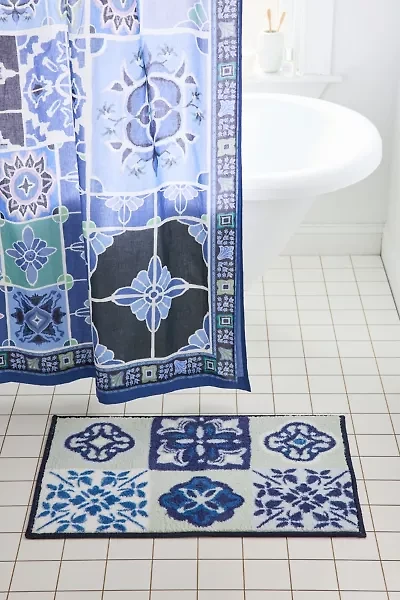 Izzy Tile Plush Printed Bath Mat
