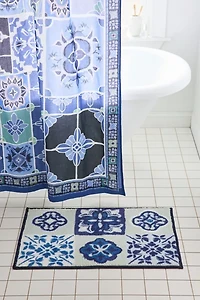 Izzy Tile Plush Printed Bath Mat