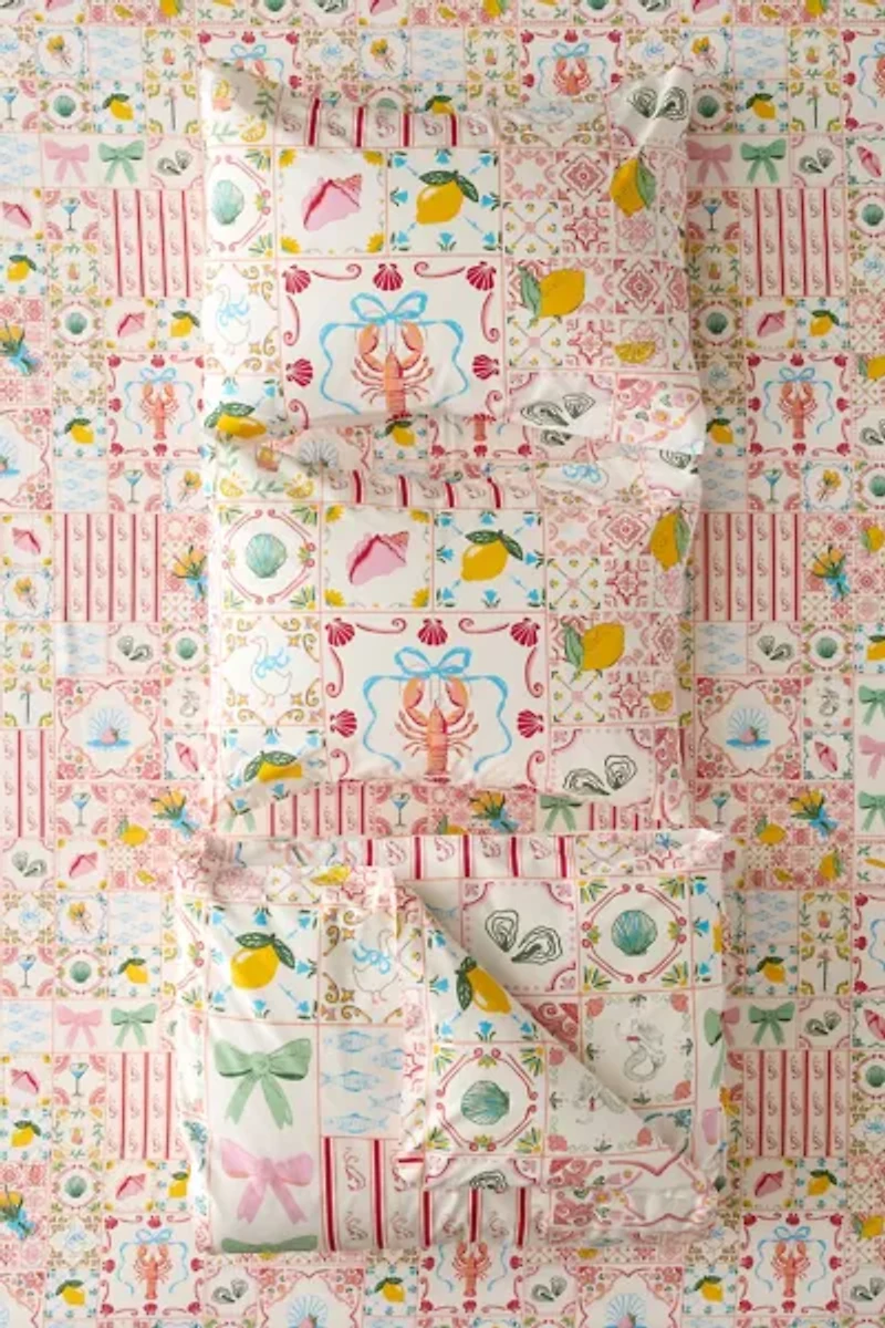Porto Tile Patterned Duvet Cover Set