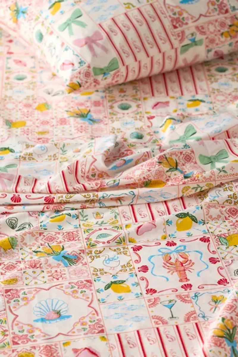 Porto Tile Patterned Sheet Set