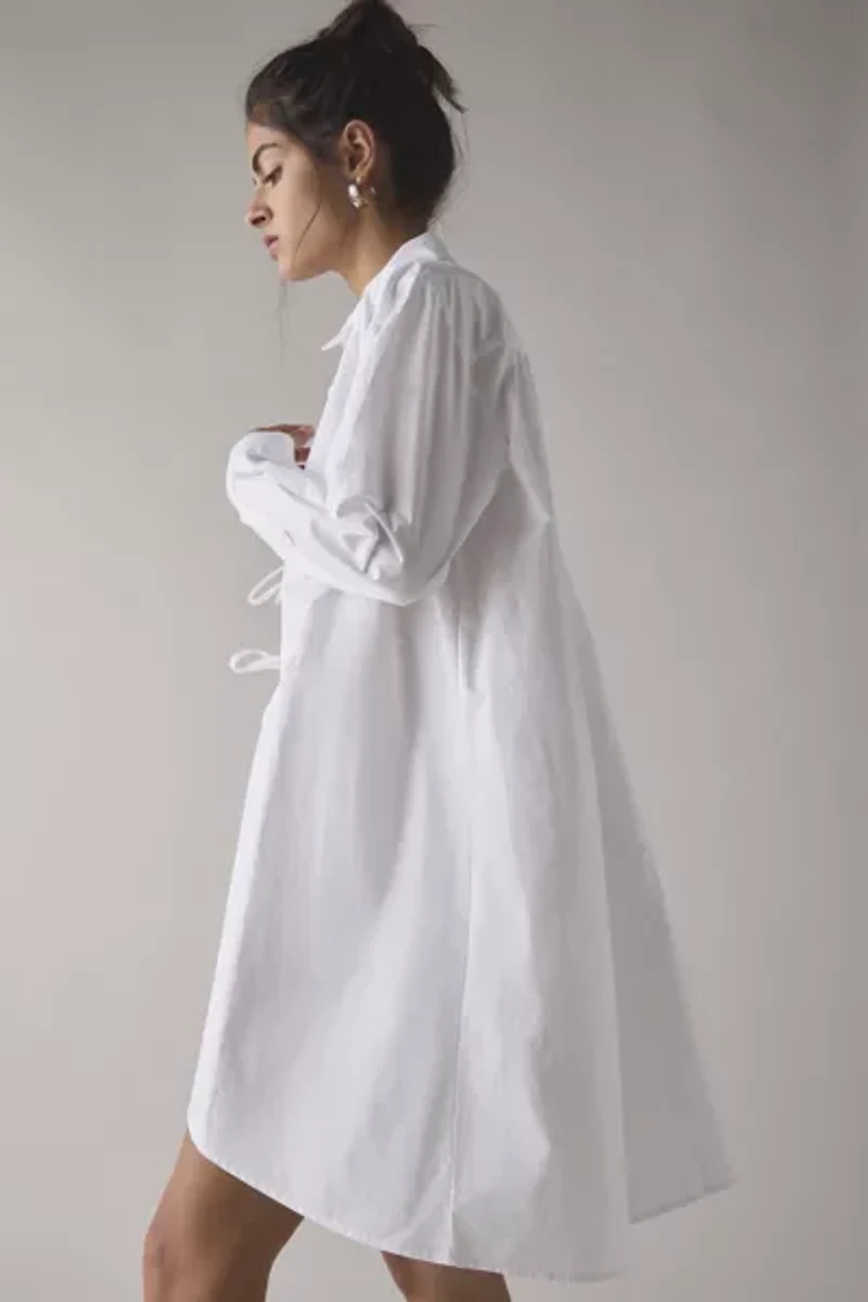 Glamorous Split Tie-Front Cotton Shirt Dress