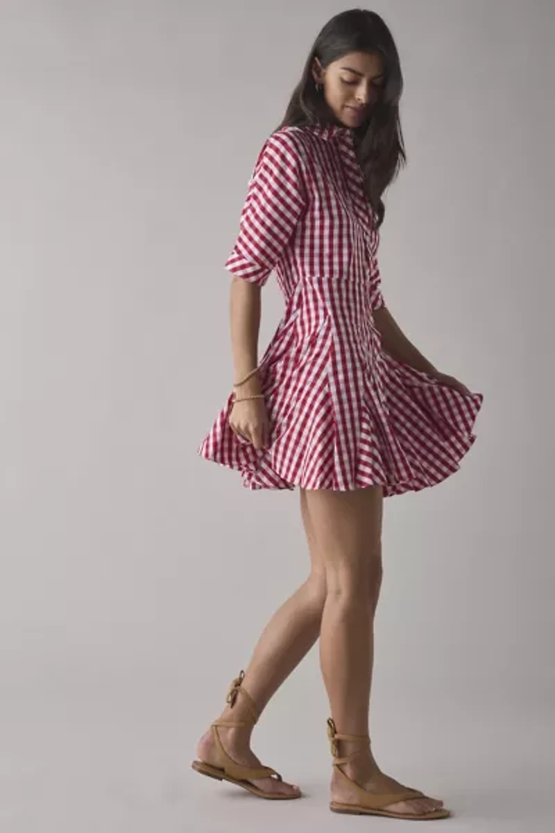 Glamorous Cherry Gingham Cotton Shirt Mini Dress