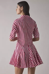 Glamorous Cherry Gingham Cotton Shirt Mini Dress
