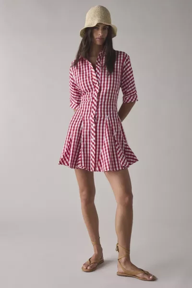 Glamorous Cherry Gingham Cotton Shirt Mini Dress