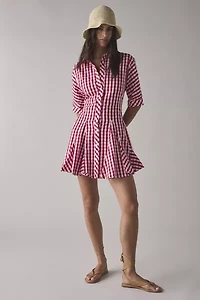 Glamorous Cherry Gingham Cotton Shirt Mini Dress