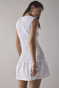 Glamorous Ruched Drop Waist Cotton Mini Dress