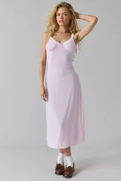 Glamorous Light Pink Rosette Slip Midi Dress