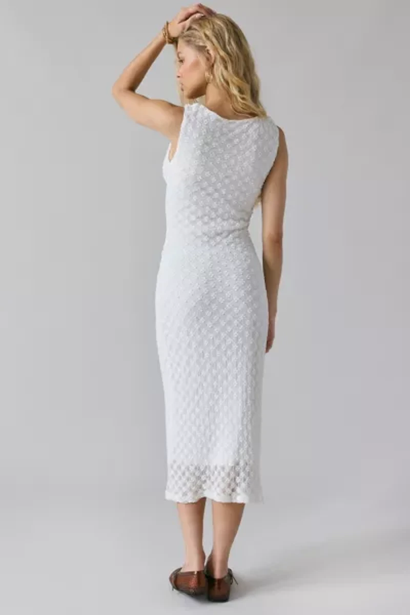 Glamorous White Lace Tie-Front Slip Midi Dress