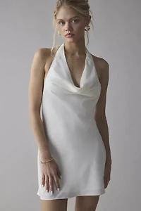 UO Alana Cowl Halter Slip Mini Dress