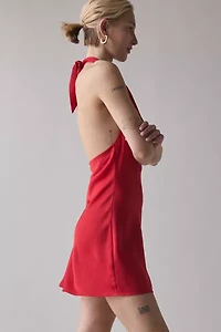 UO Alana Cowl Halter Slip Mini Dress