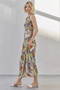 Kimchi Blue Blossom Halter Satin Slip Midi Dress