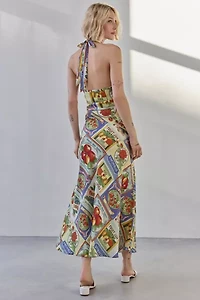 Kimchi Blue Blossom Halter Satin Slip Midi Dress