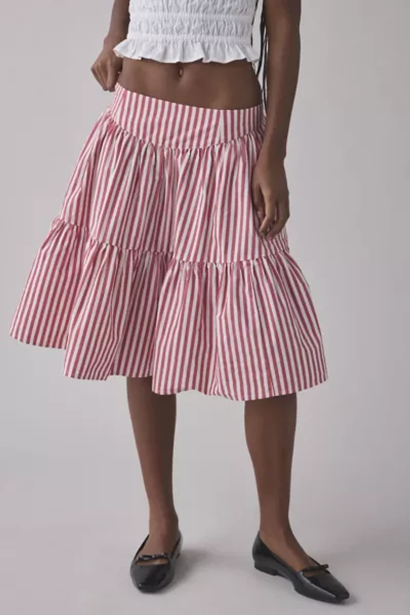 Kimchi Blue Malia Tiered Cotton Midi Skirt