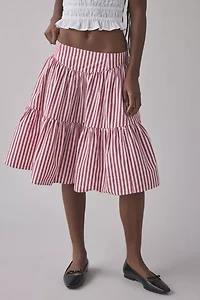 Kimchi Blue Malia Tiered Cotton Midi Skirt