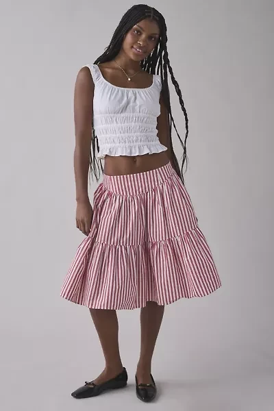 Kimchi Blue Malia Tiered Cotton Midi Skirt