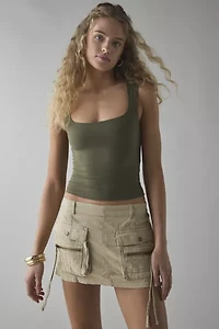 BDG Ranger Utility Linen-Blend Low-Rise Mini Skirt