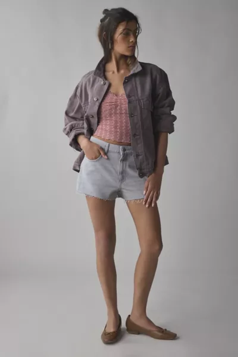 Kimchi Blue Anabella Textured Sheer Mesh Lettuce-Edge Top