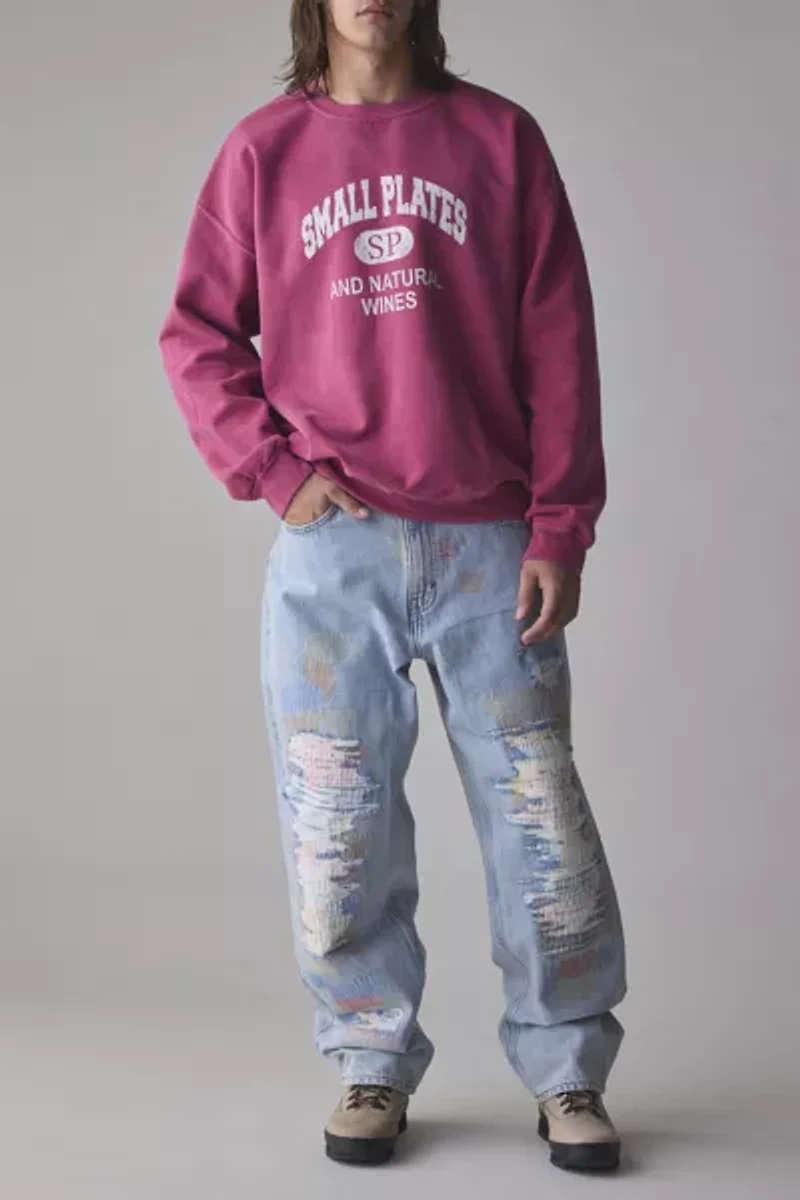 Small Plates Varsity Graphic Crew Neck Sweatshirt