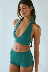 Out From Under Game Set Match Cable Seamless Knit Halter Bra Top