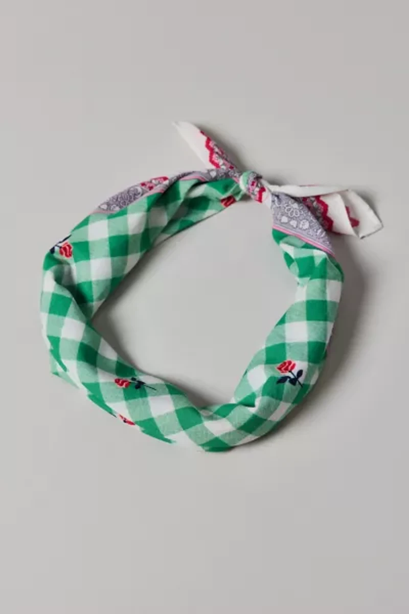 Gingham Rose Cotton Bandana