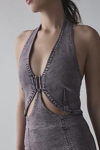 by.DYLN Armen Cutout Denim Halter Mini Dress