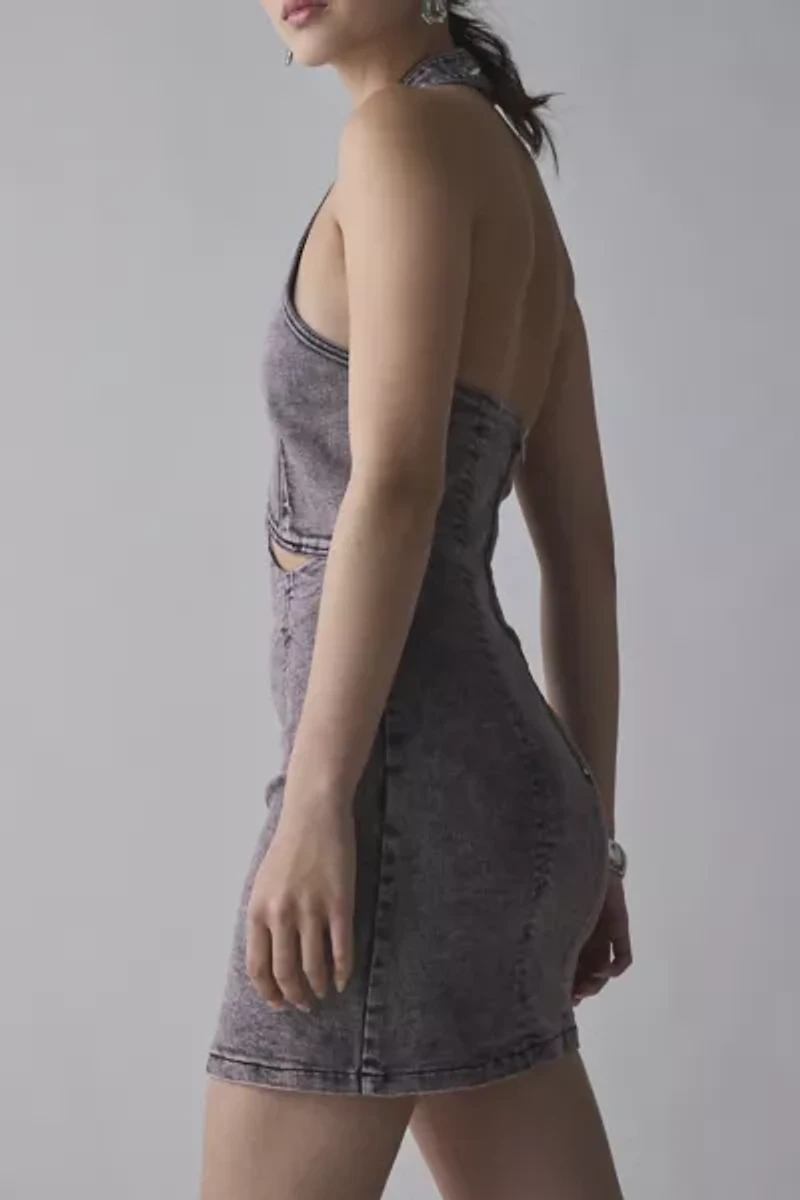 by.DYLN Armen Cutout Denim Halter Mini Dress