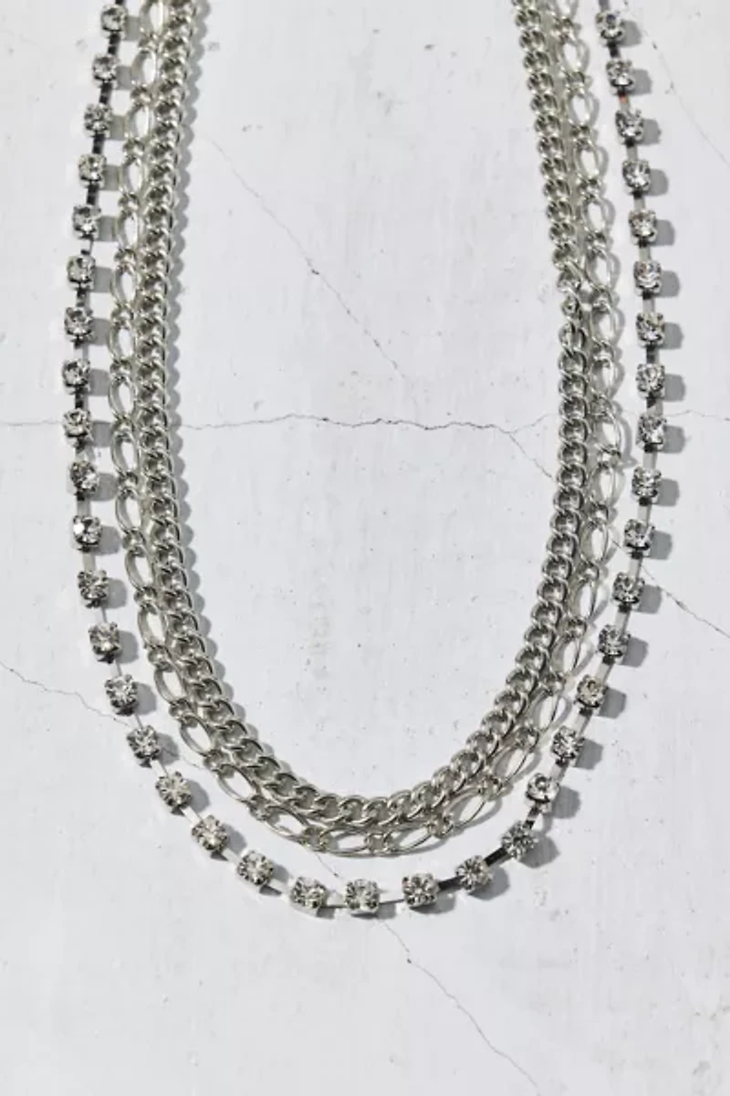 Rhinestone Stainless Steel Layered Necklace