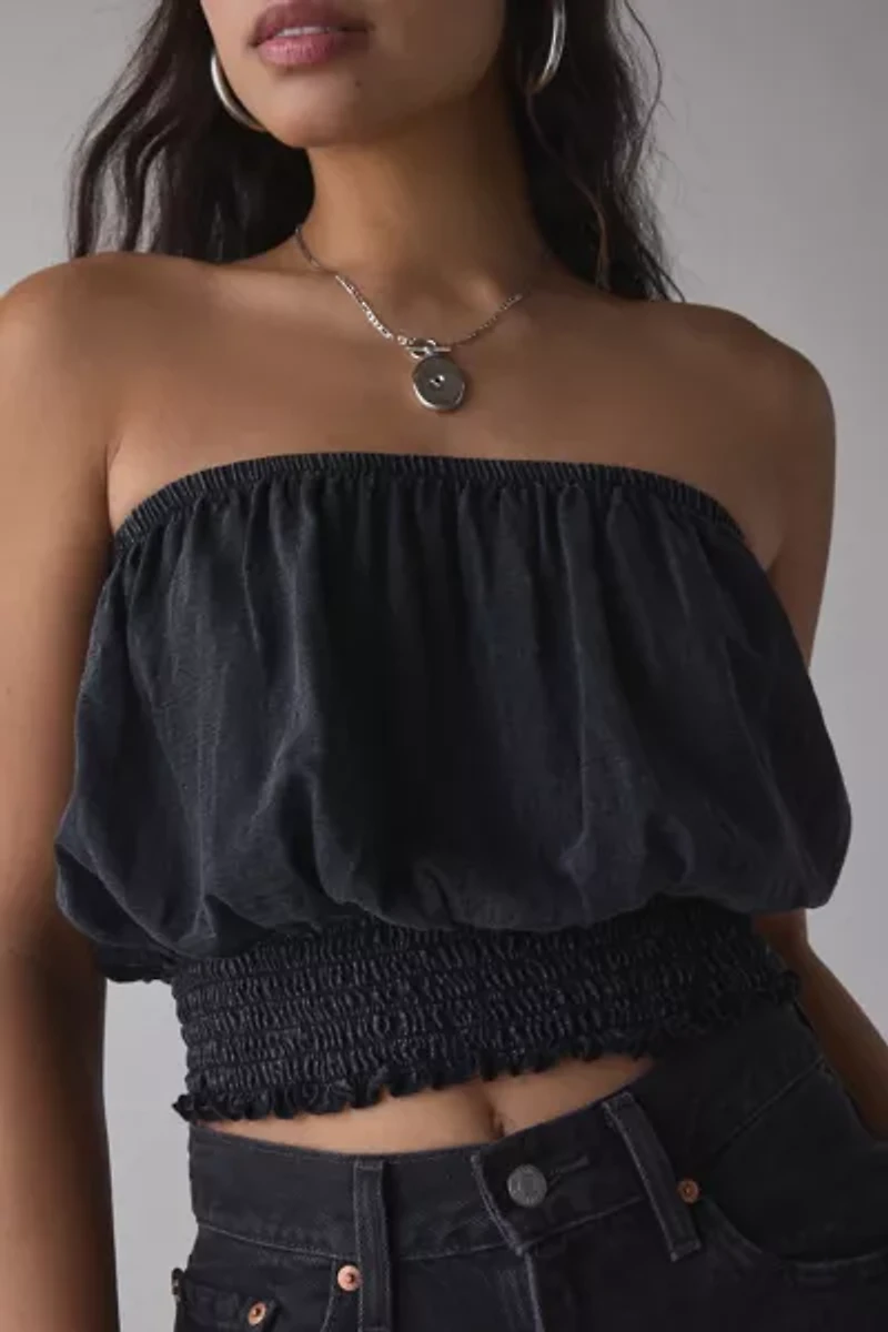 UO Maris Ruched Bubble Tube Top