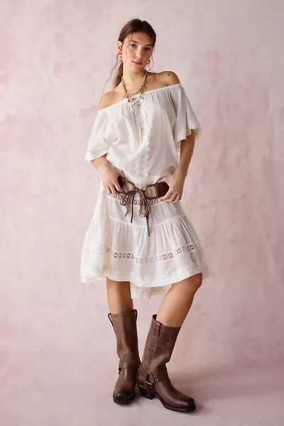 UO Lorelai Sheer Lace Off-The-Shoulder Midi Dress