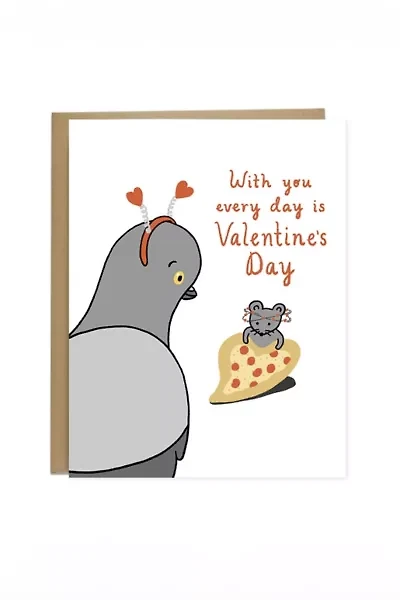 Tiffbits Heart Pizza Rat Valentine's Day Card