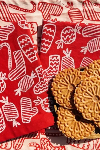 Julie Peach Block Printed Candy Stripe Napkin Set