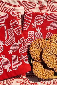 Julie Peach Block Printed Candy Stripe Napkin Set