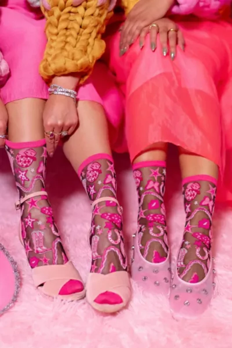 Sock Candy Disco Barbie Black Sheer Sock