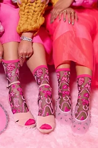 Sock Candy Disco Barbie Black Sheer Sock